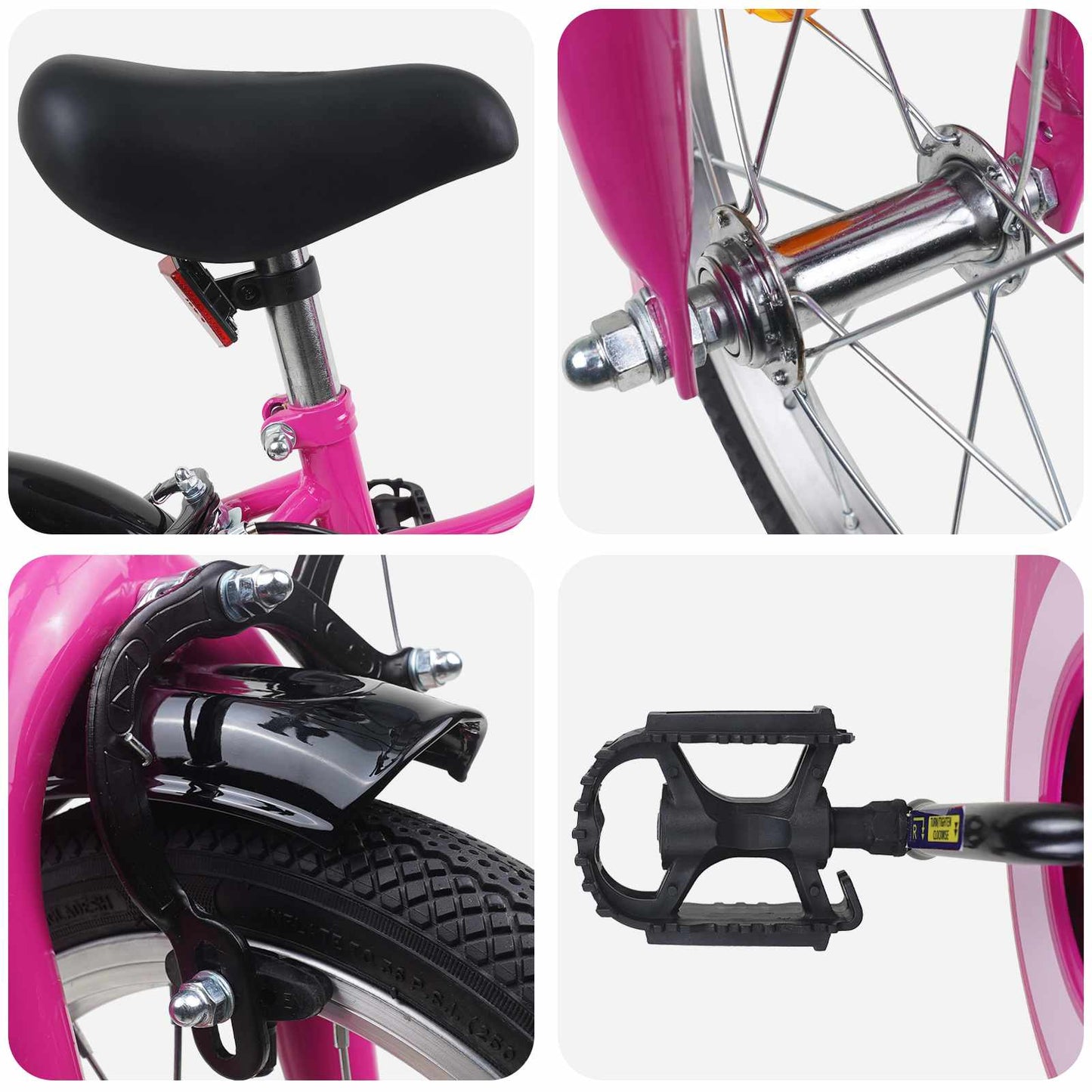 Kids Bike 14 Inches for 3-5 Years Old Pink Black