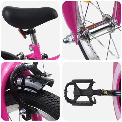 Kids Bike 14 Inches for 3-5 Years Old Pink Black