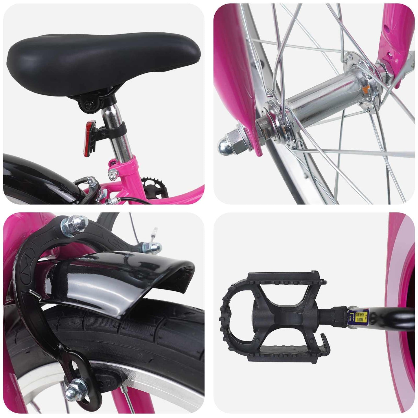 Kids Bike 18 Inches for 5-7 Years Old Pink Black