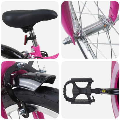 Kids Bike 18 Inches for 5-7 Years Old Pink Black