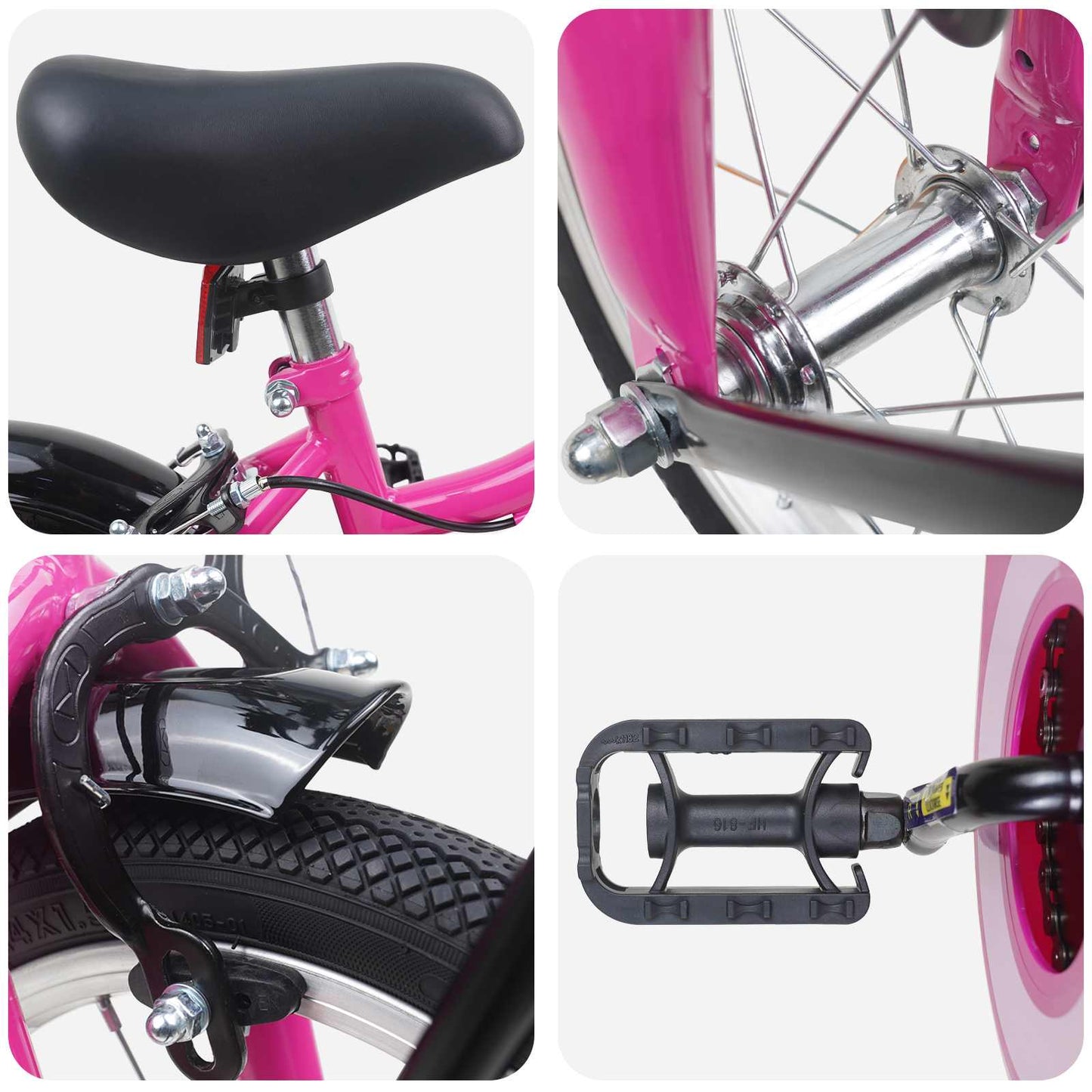 Kids Bike 16 Inches for 4-6 Years Old Pink and Black