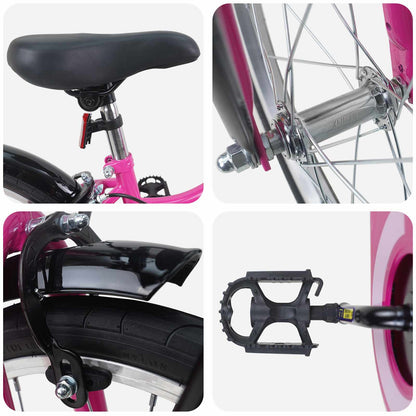 Kids Bike 18 Inches for 5-7 Years Old Pink and Black