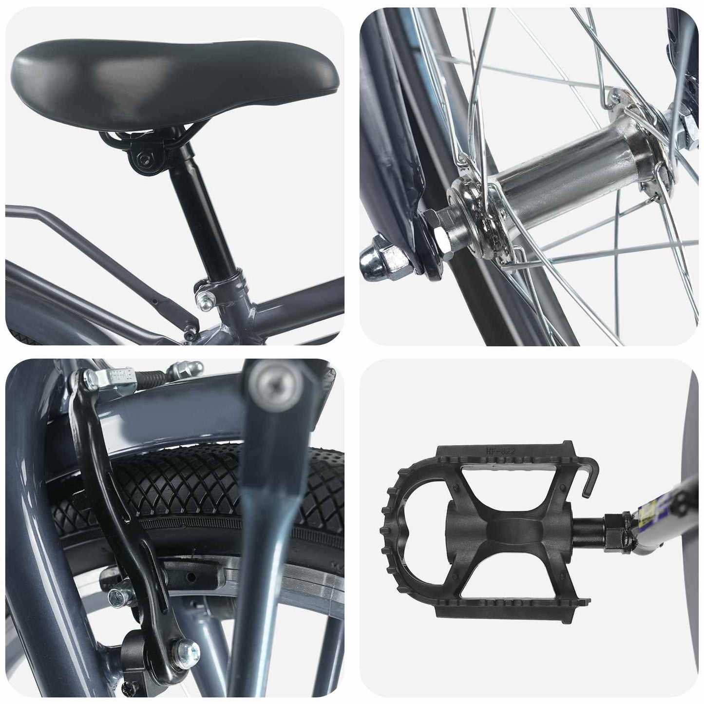 Kids Bike 22 Inches for 7-12 Years Old Dark Grey
