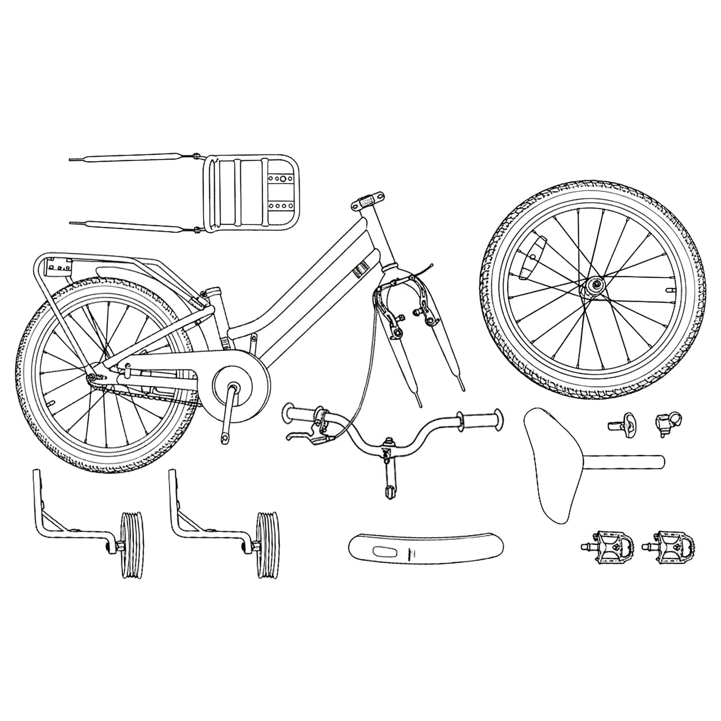 Kids Bike 12 Inches for 2-4 Years Old White