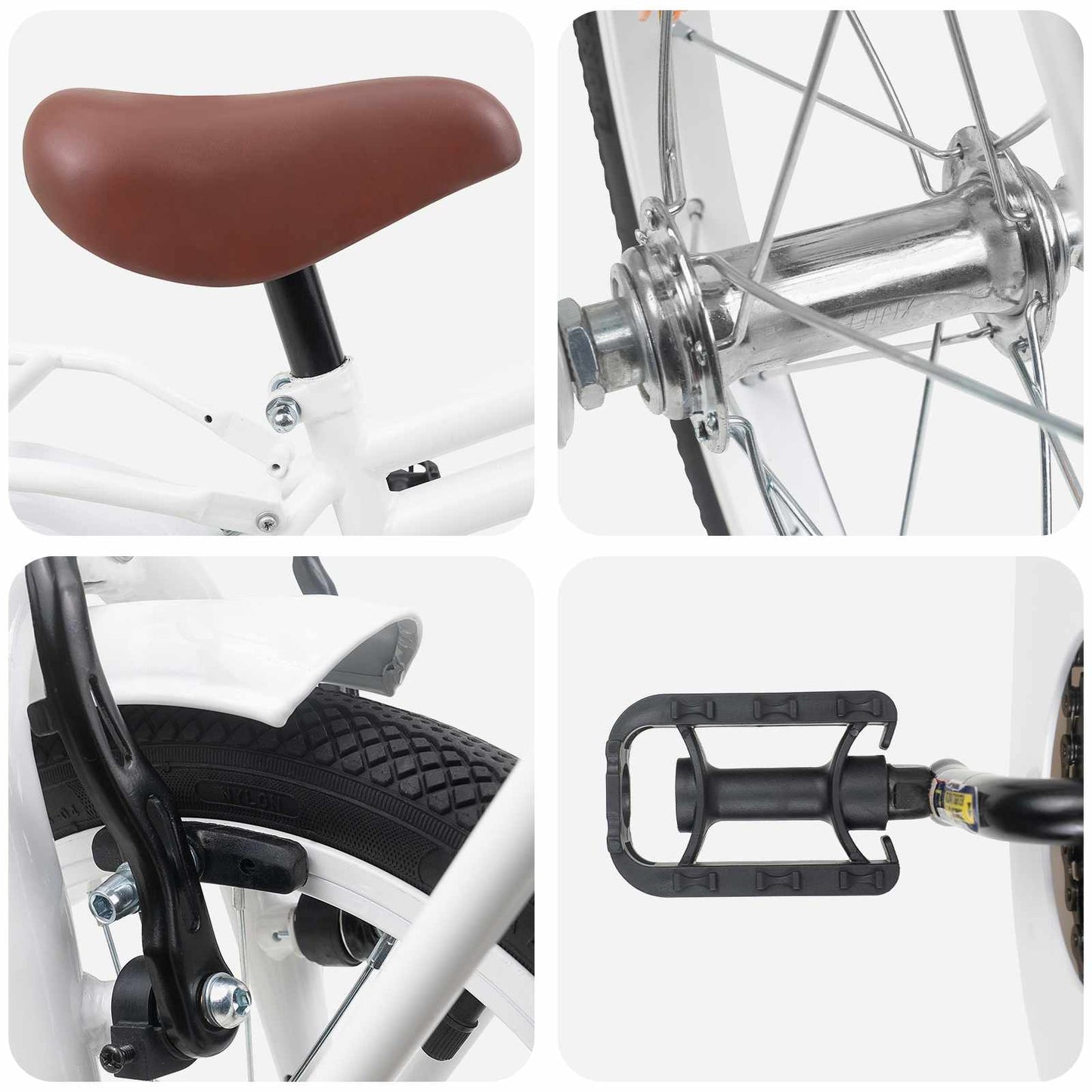 Kids Bike 16 Inches for 4-6 Years Old White