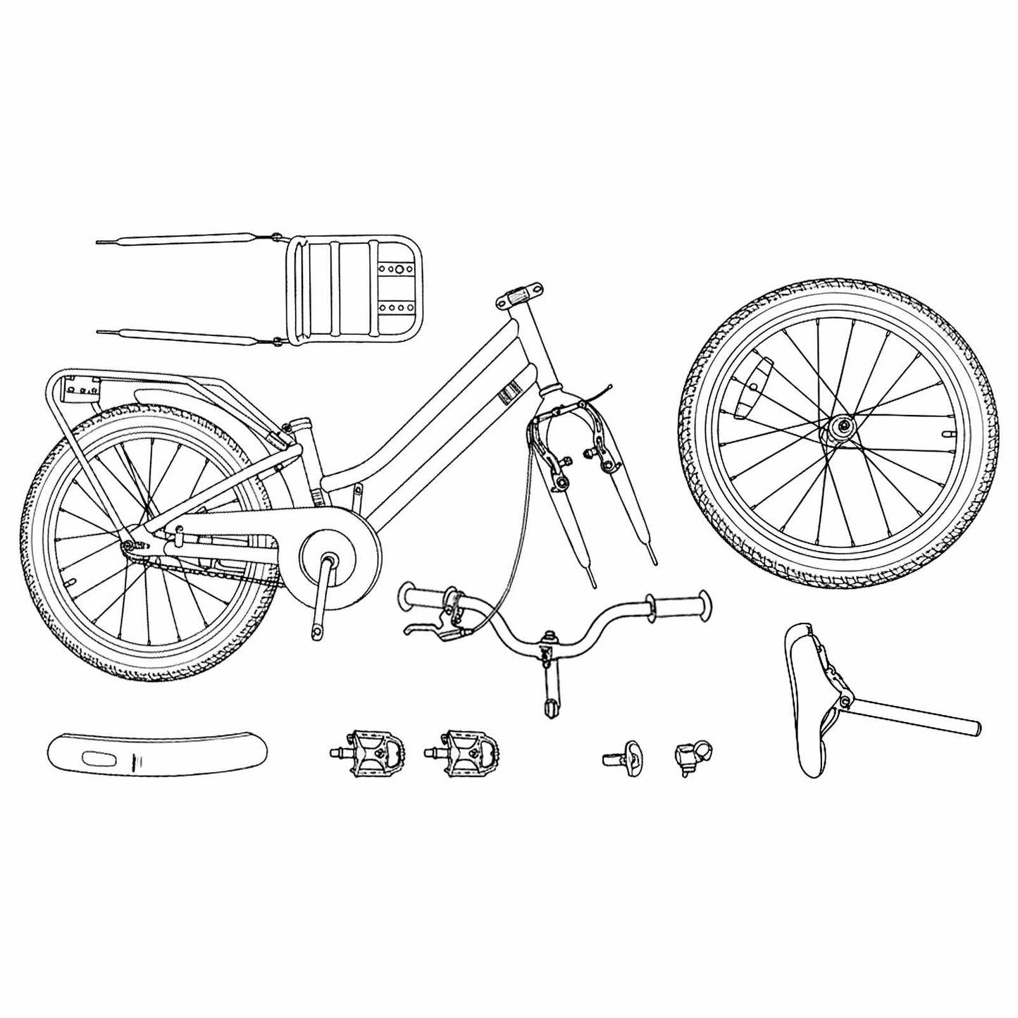 Kids Bike 22 Inches for 7-12 Years Old White