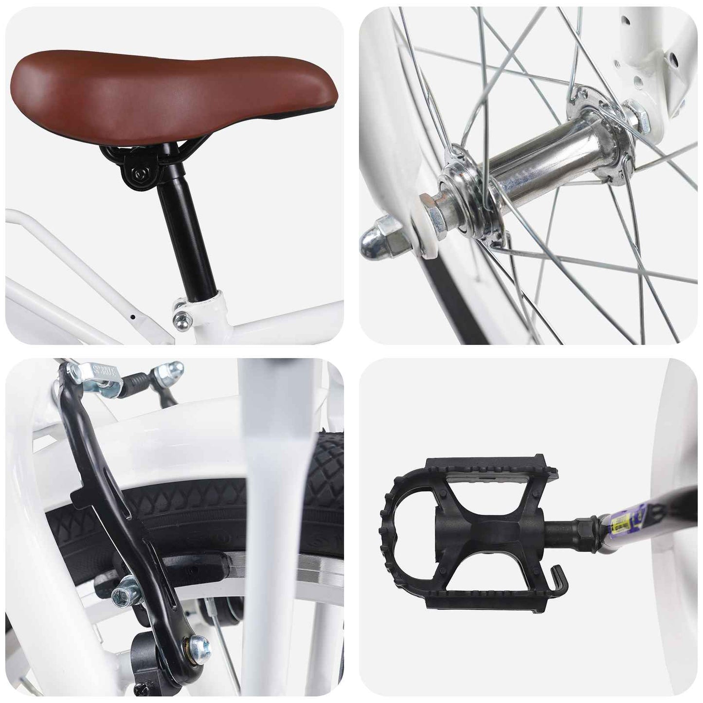 Kids Bike 18 Inches for 5-7 Years Old White