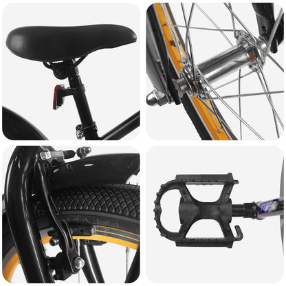 Kids Bike 22 Inches for 7-12 Years Old Black