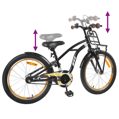 Kids Bike 22 Inches for 7-12 Years Old Black