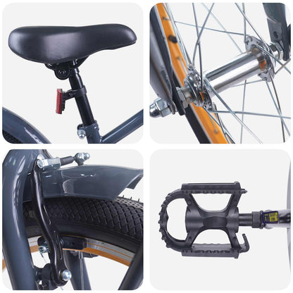 Kids Bike 22 Inches for 7-12 Years Old Dark Grey