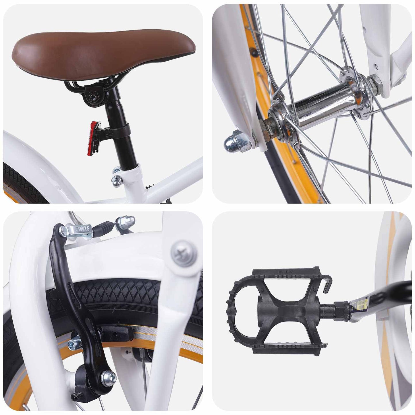 Kids Bike 22 Inches for 7-12 Years Old White