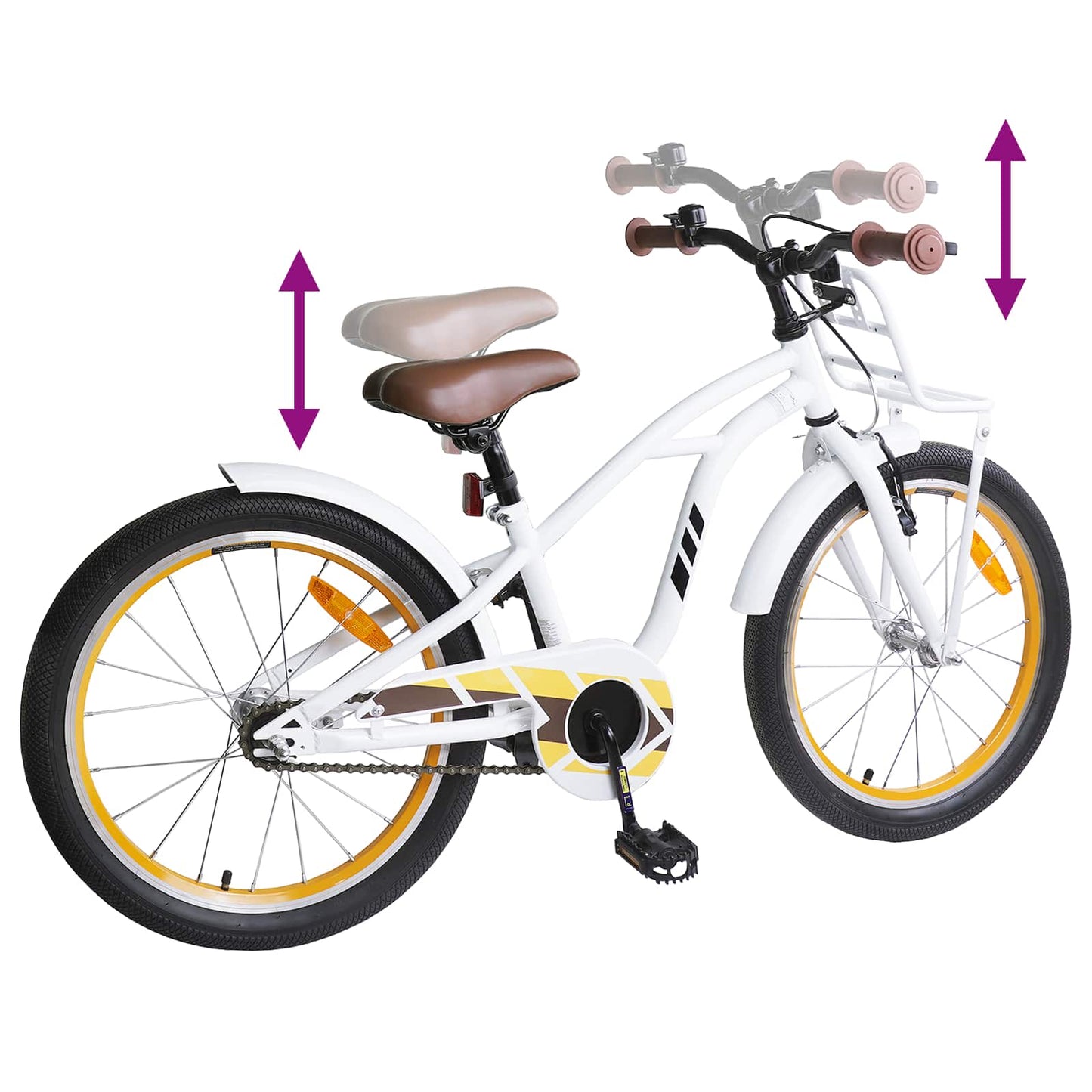 Kids Bike 22 Inches for 7-12 Years Old White