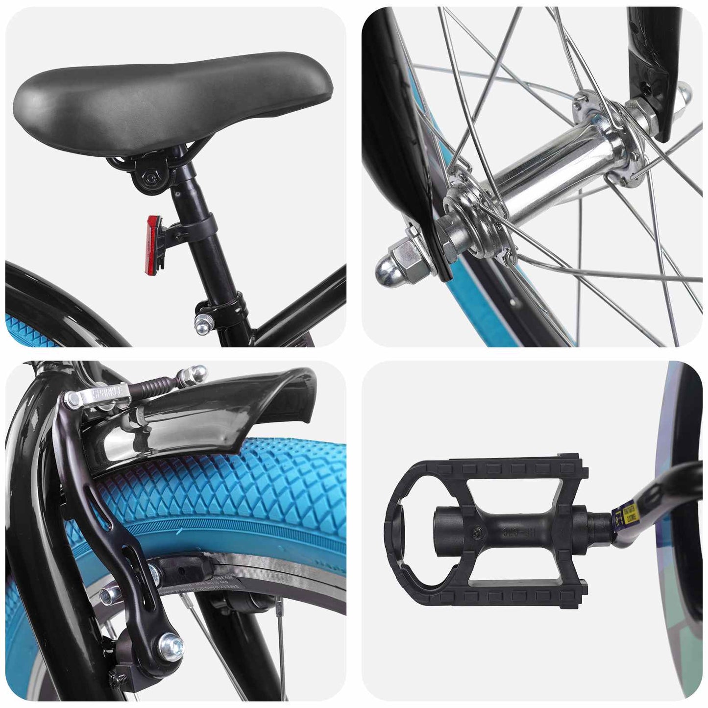 Kids Bike 22 Inches for 7-12 Years Old Black