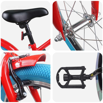 Kids Bike 22 Inches for 7-12 Years Old Red
