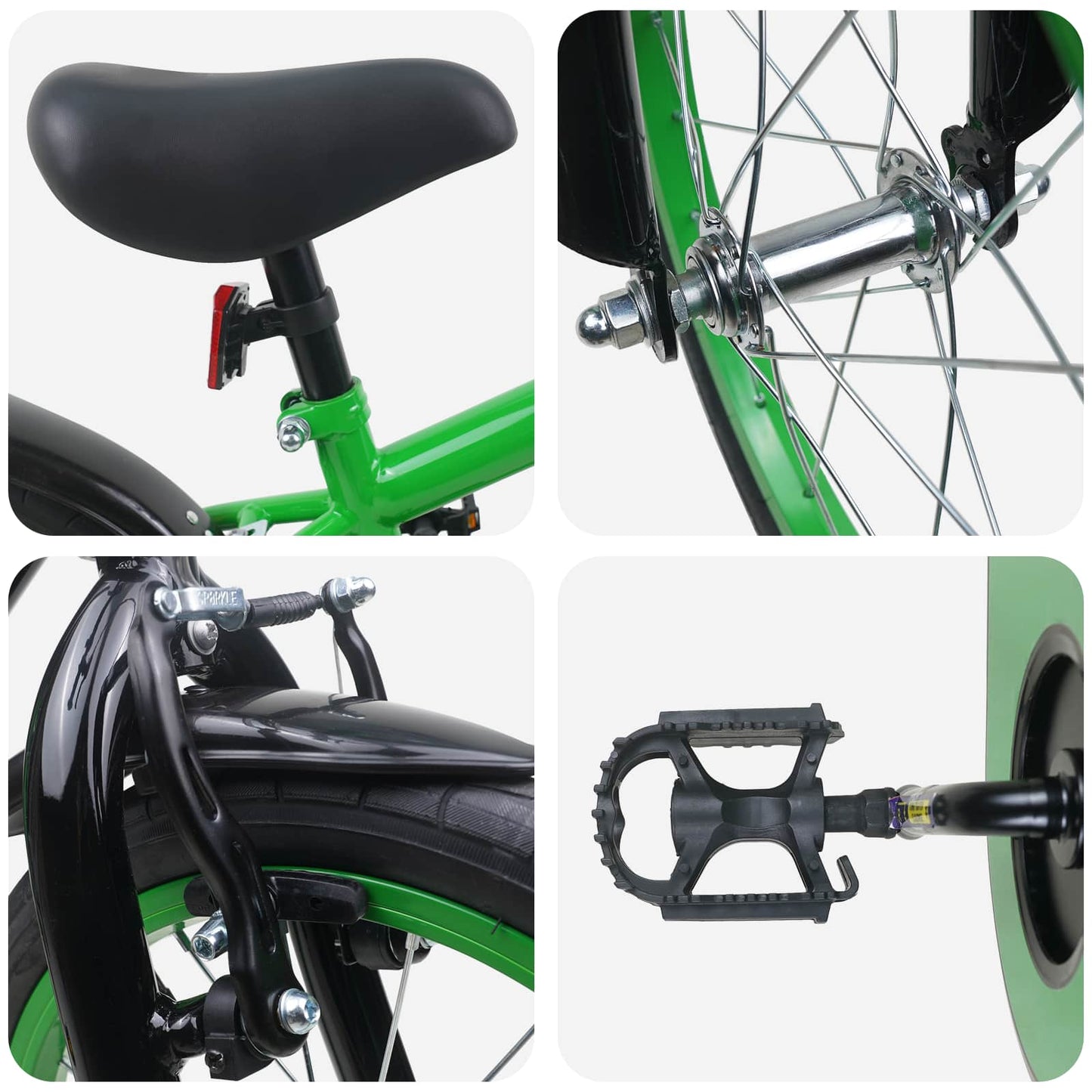 Kids Bike 16 Inches for 4-6 Years Old Green Black
