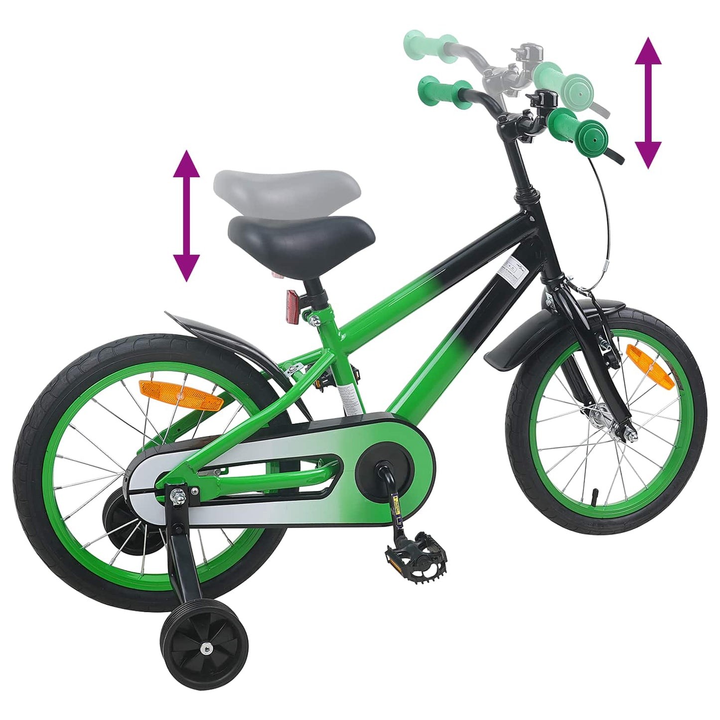 Kids Bike 16 Inches for 4-6 Years Old Green Black