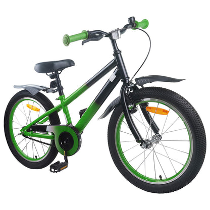Kids Bike 18 Inches for 5-7 Years Old Green Black