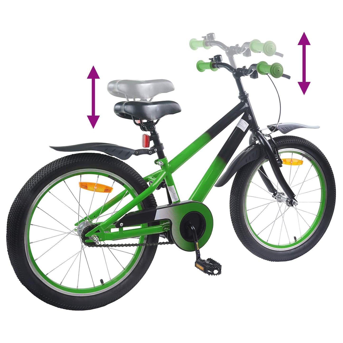 Kids Bike 18 Inches for 5-7 Years Old Green Black