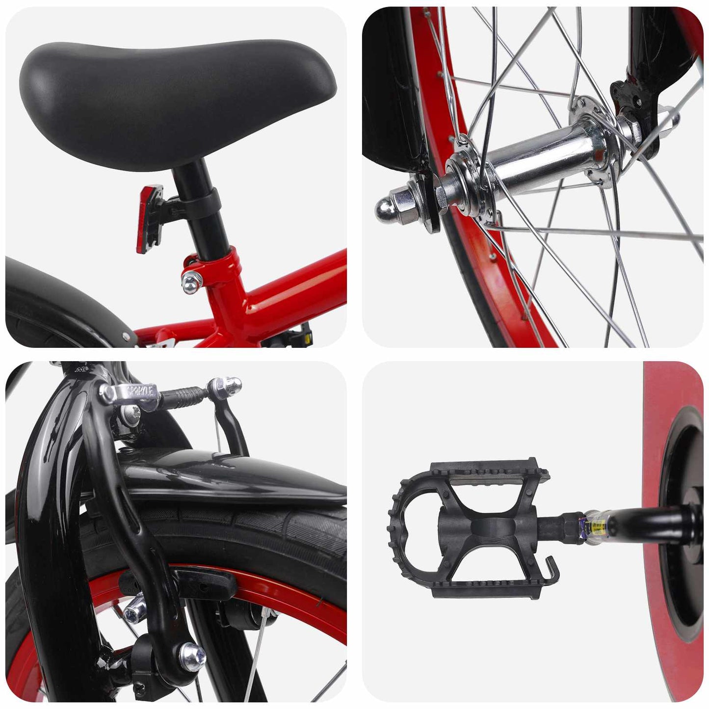 Kids Bike 16 Inches for 4-6 Years Old Red Black