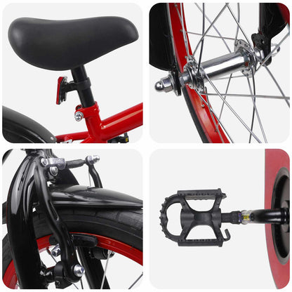 Kids Bike 16 Inches for 4-6 Years Old Red Black