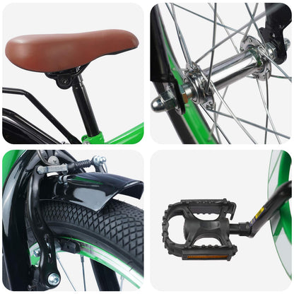 Kids Bike 18 Inches for 5-7 Years Old Green