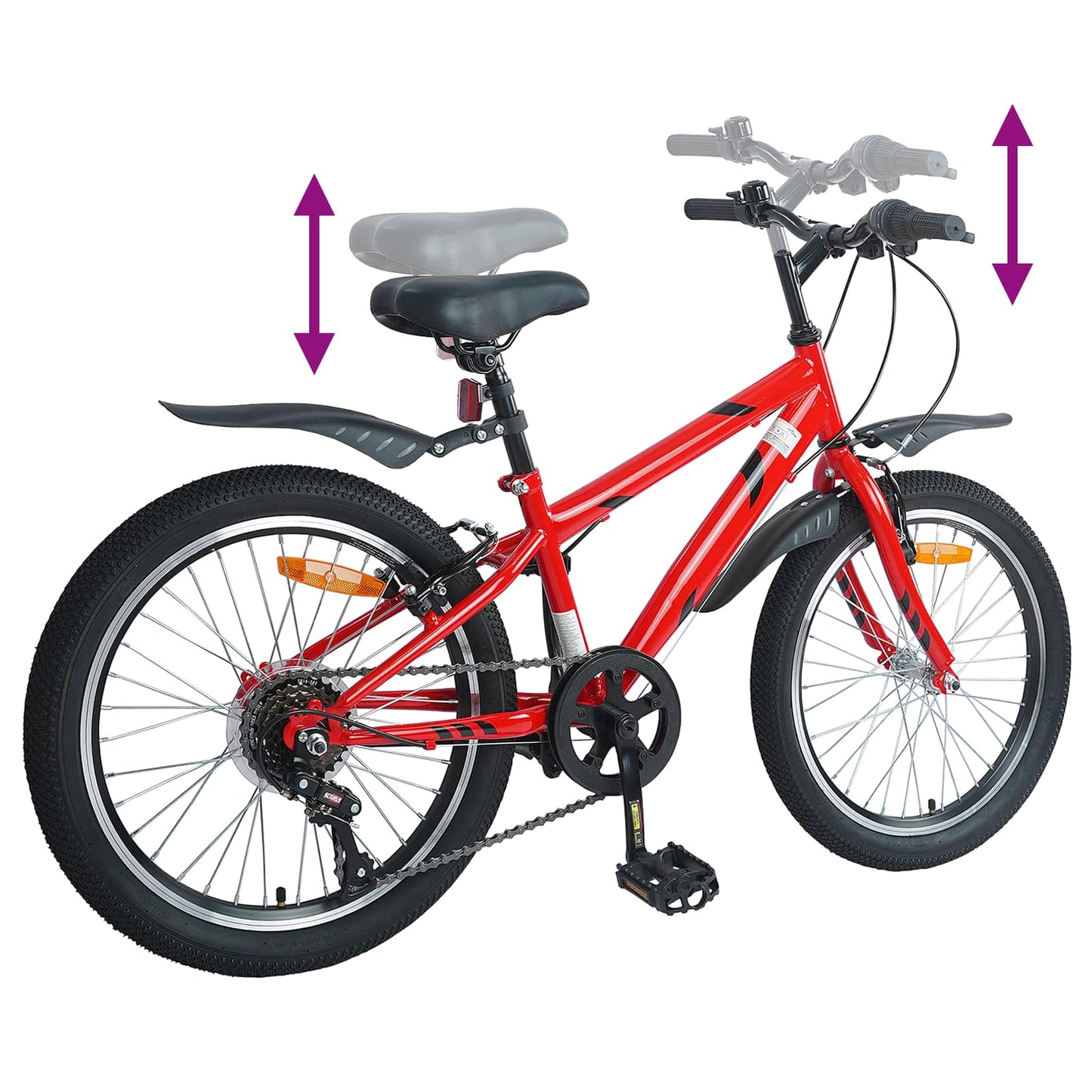 Kids Bike 24 Inches 6-Speed for 8-12 Years Old Red