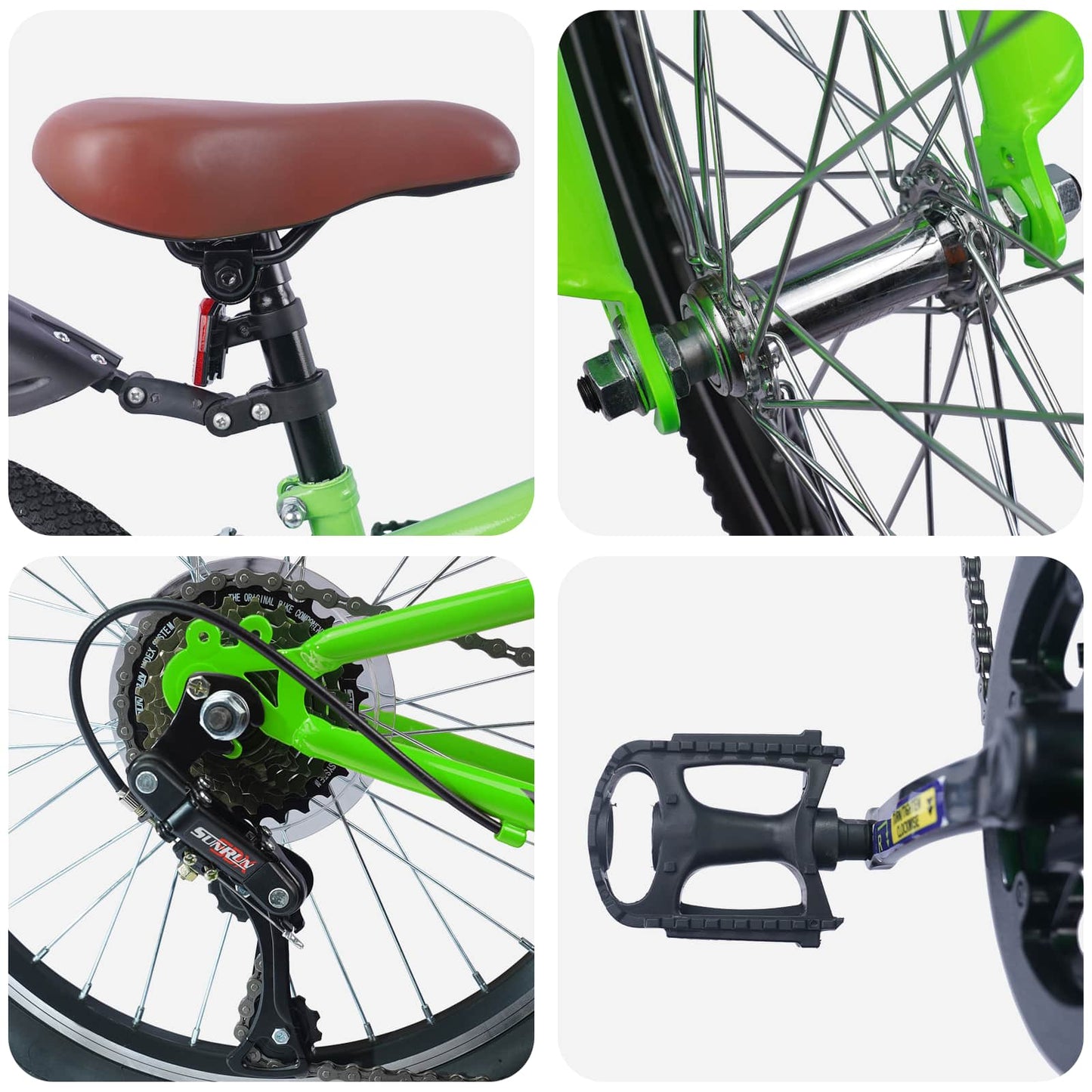 Kids Bike 24 Inches 6-Speed for 8-12 Years Old Green
