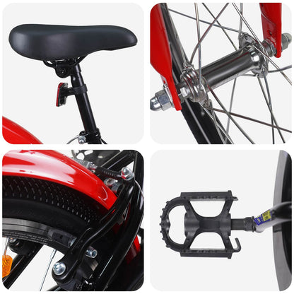 Kids Bike 18 Inches for 5-7 Years Old Black Red