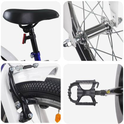 Kids Bike 22 Inches for 7-12 Years Old Blue White