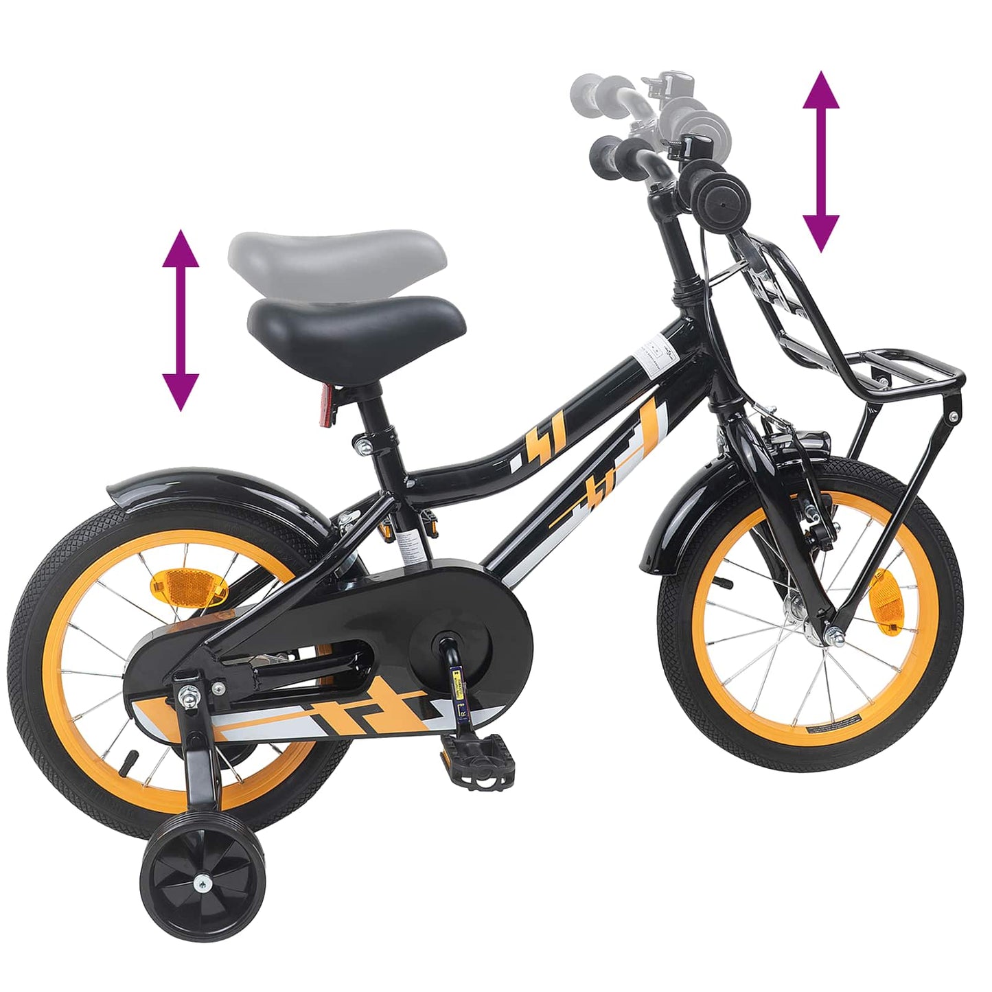 Kids Bike 12 Inches for 2-4 Years Old Orange Black