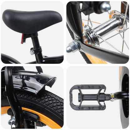 Kids Bike 14 Inches for 3-5 Years Old Orange and Black
