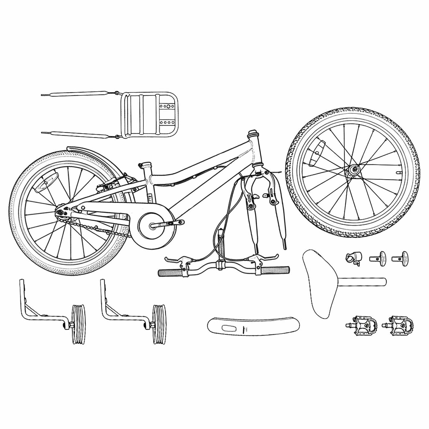 Kids Bike 14 Inches for 3-5 Years Old Orange and Black