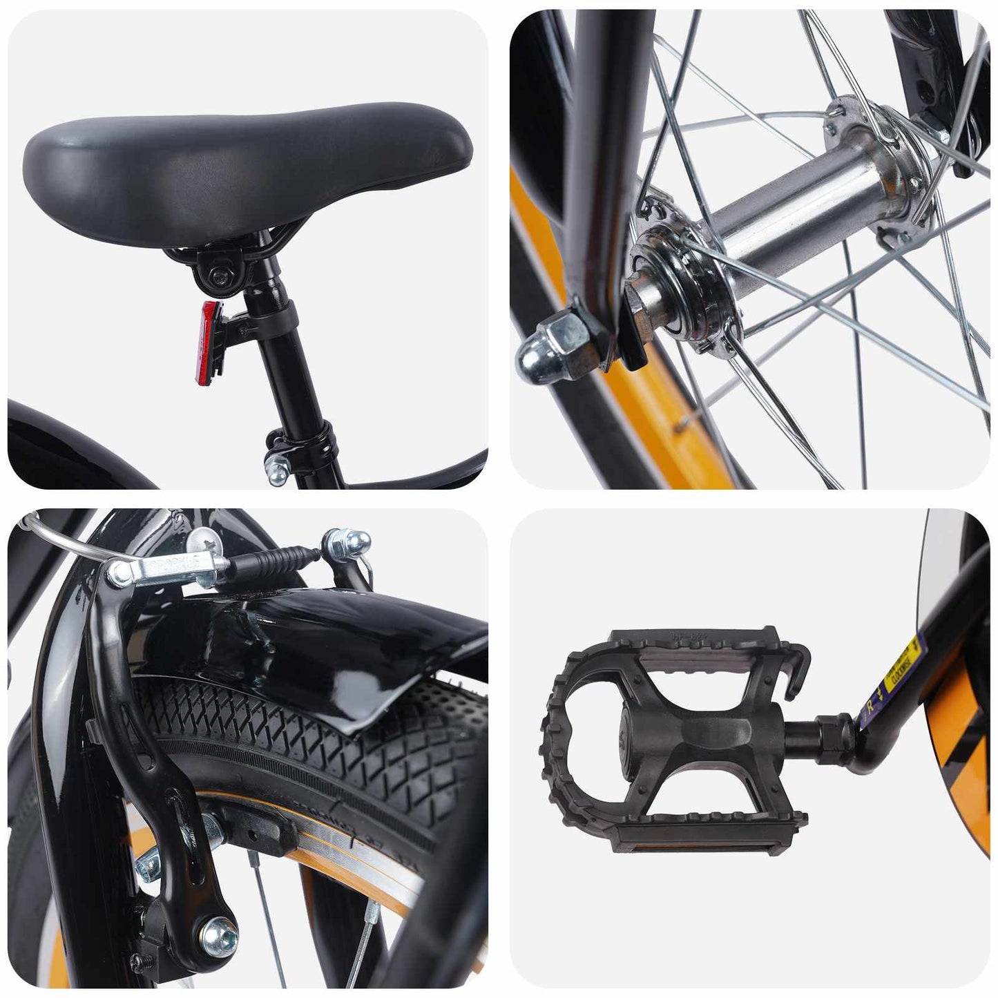 Kids Bike 18 Inches for 5-7 Years Old Orange Black