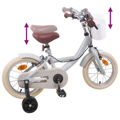 Kids Bike 12 Inches for 2-4 Years Old Light Grey