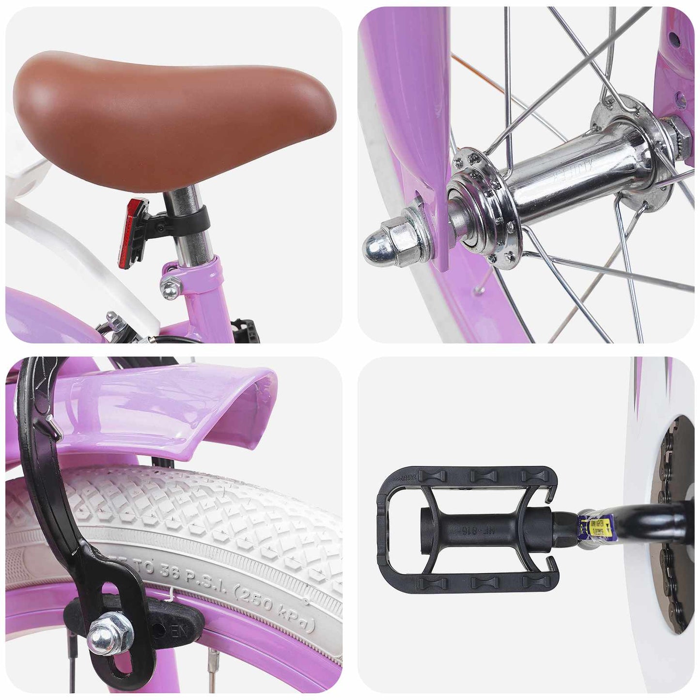 Kids Bike 14 Inches for 3-5 Years Old Purple