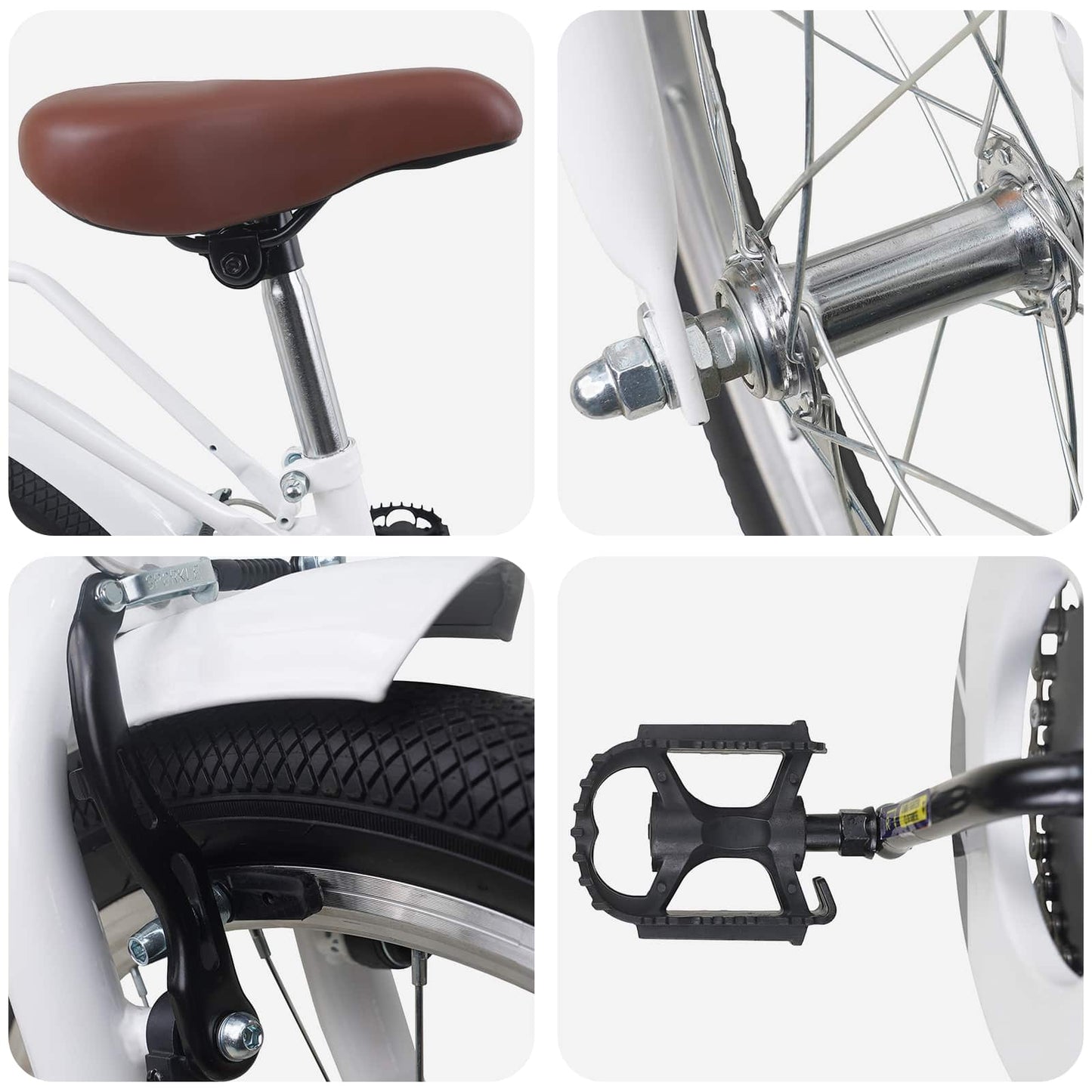 Kids Bike 20 Inches for 6-11 Years Old White