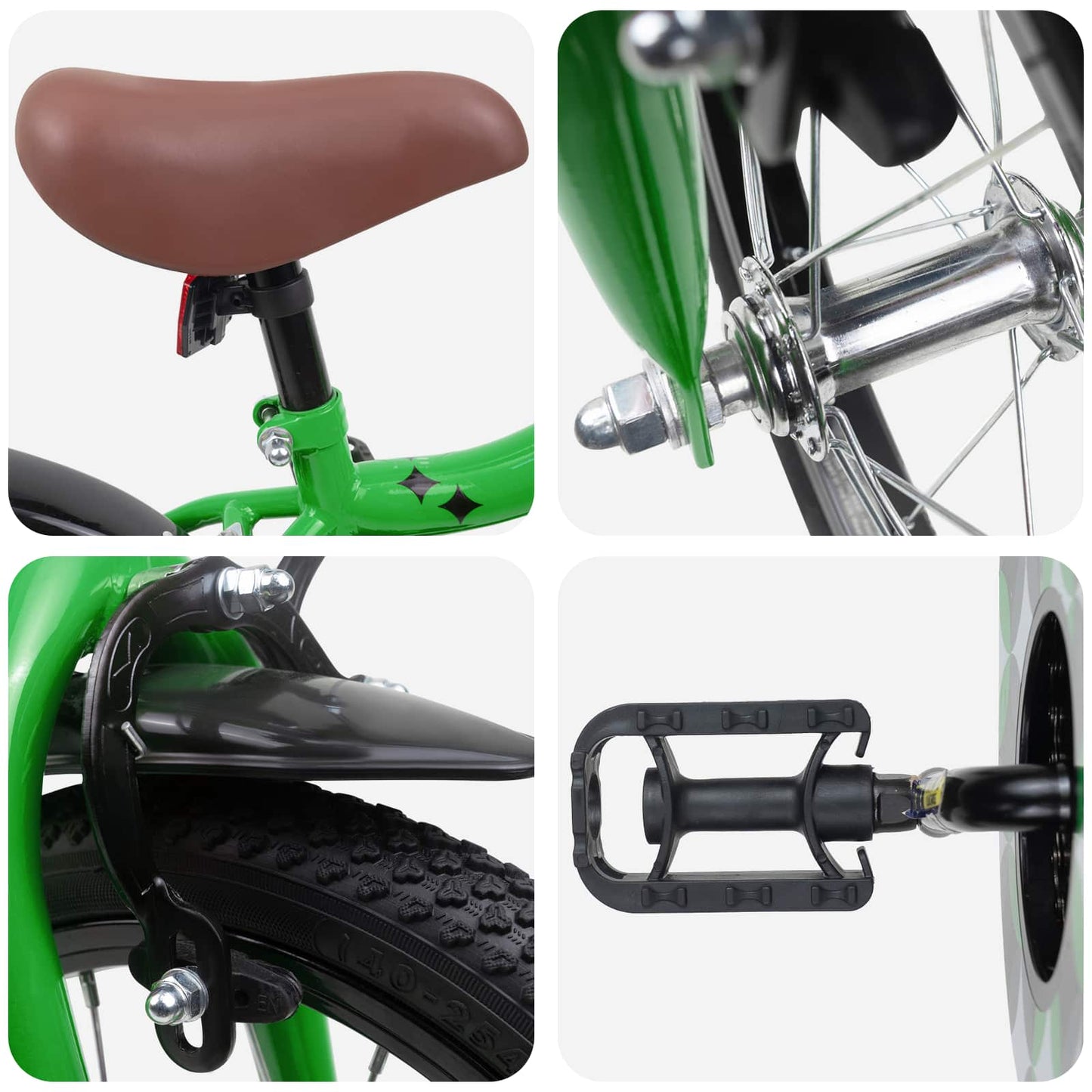 Kids Bike 12 Inches for 2-4 Years Old Green