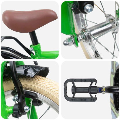 Kids Bike 12 Inches for 2-4 Years Old Green