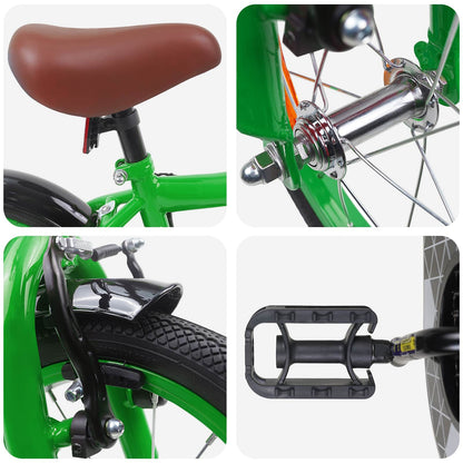 Kids Bike 14 Inches for 3-5 Years Old Green
