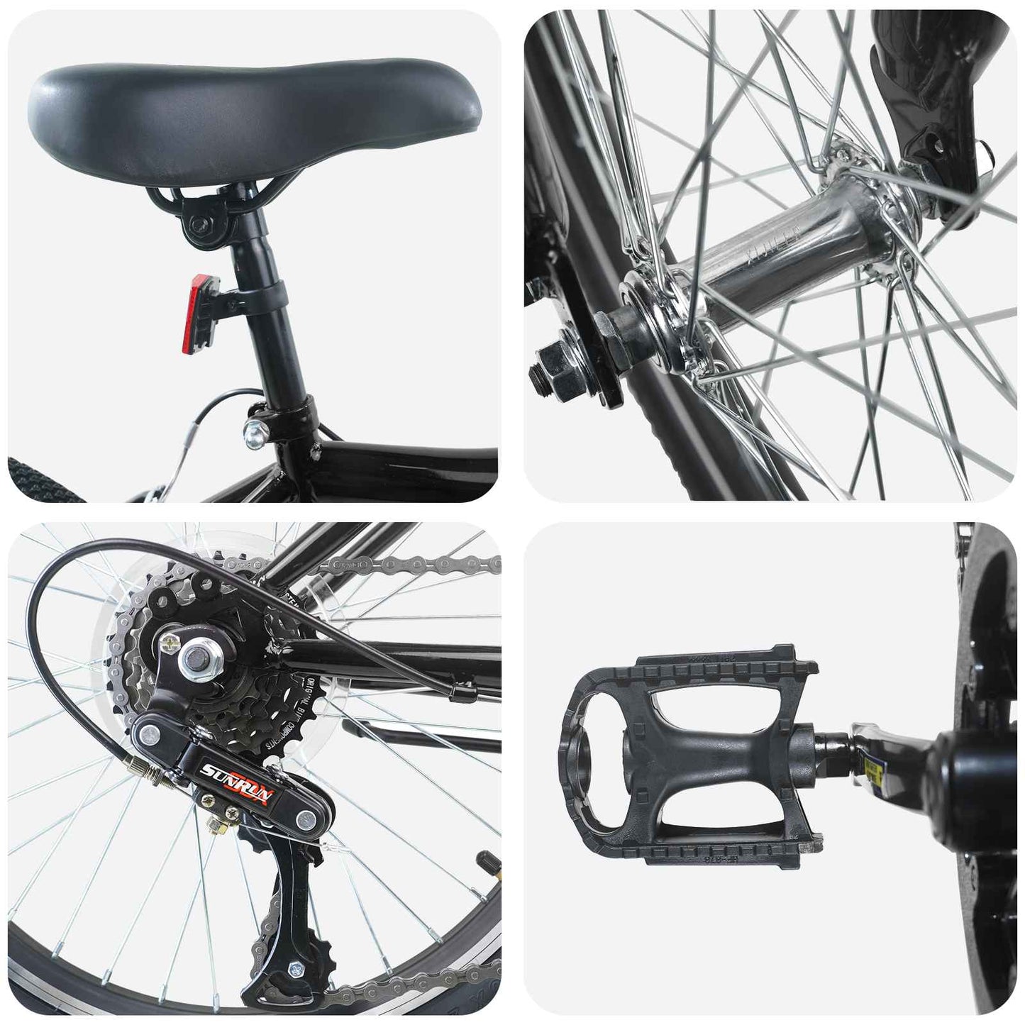Kids Bike 20 Inches 6-Speed for 6-11 Years Old Black