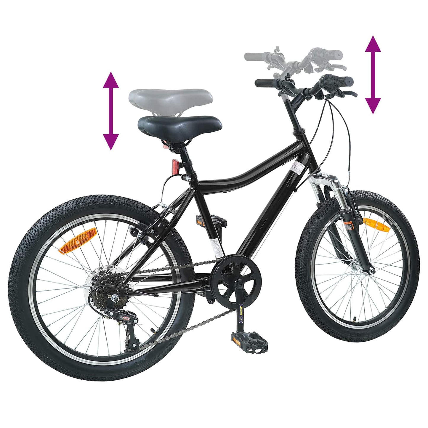 Kids Bike 20 Inches 6-Speed for 6-11 Years Old Black
