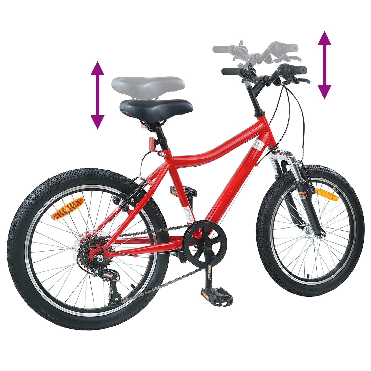 Kids Bike 24 Inches 6-Speed for 8-12 Years Old Red