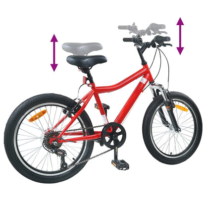 Kids Bike 24 Inches 6-Speed for 8-12 Years Old Red