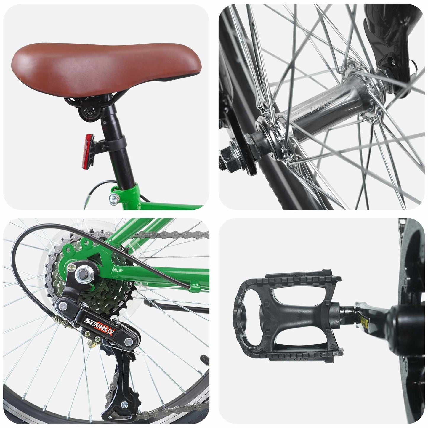 Kids Bike 20 Inches 6-Speed for 6-11 Years Old Green