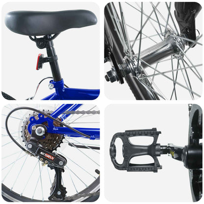 Kids Bike 24 Inches 6-Speed for 8-12 Years Old Dark Blue