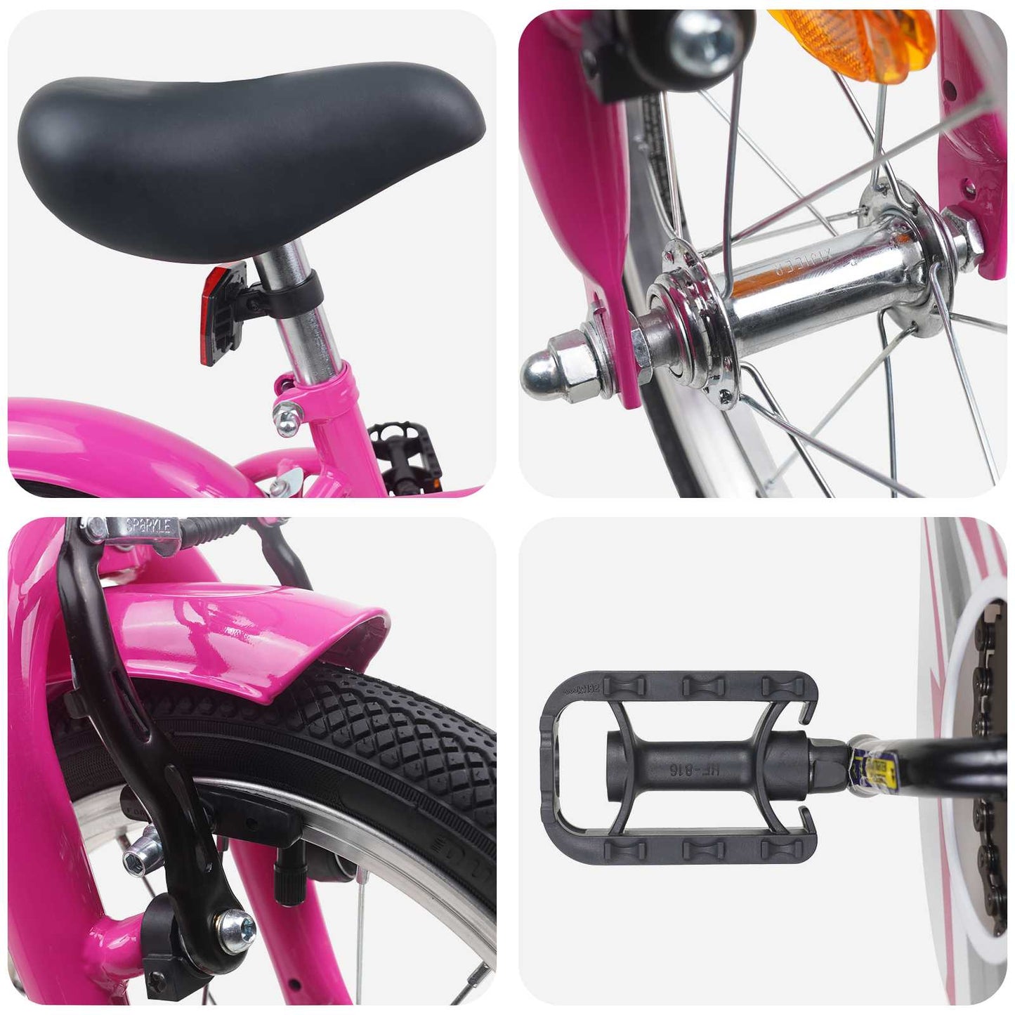 Kids Bike 12 Inches for 2-4 Years Old Dark Pink