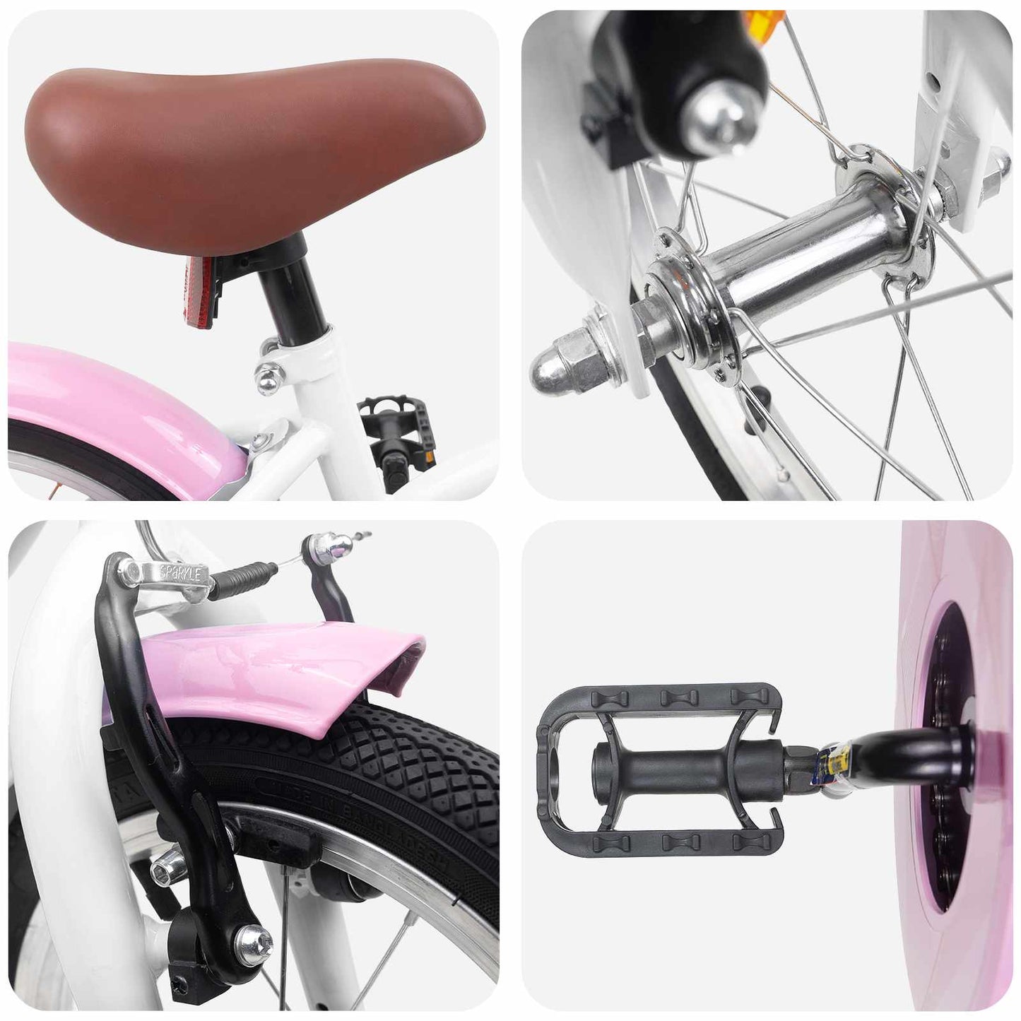 Kids Bike 12 Inches for 2-4 Years Old White