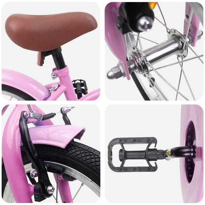 Kids Bike 12 Inches for 2-4 Years Old Light Pink