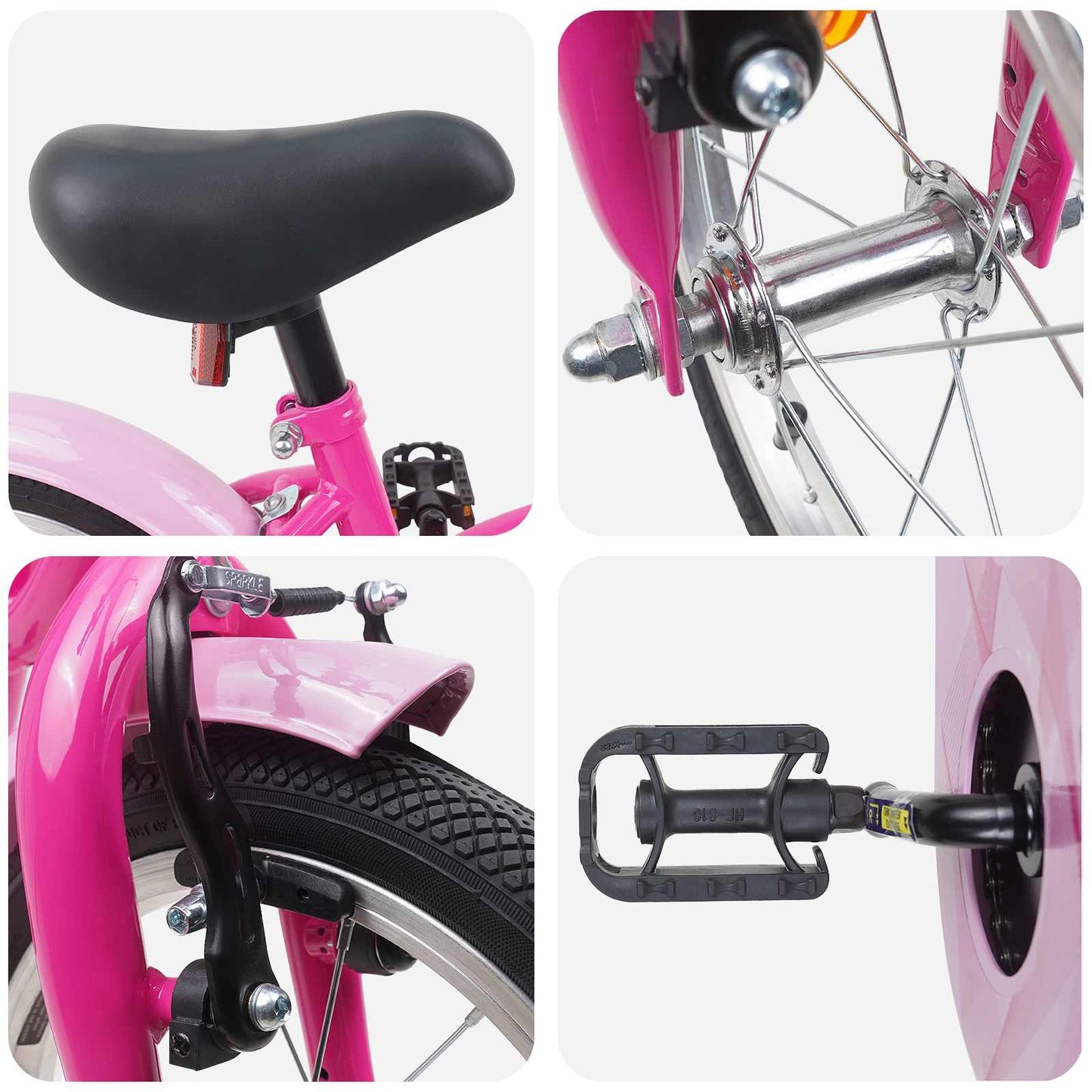 Kids Bike 12 Inches for 2-4 Years Old Dark Pink