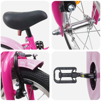 Kids Bike 16 Inches for 4-6 Years Old Dark Pink